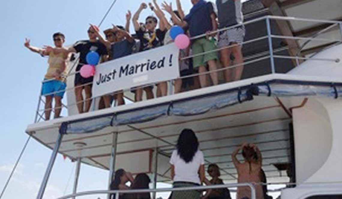 shangani yacht charter just married phuket thailand