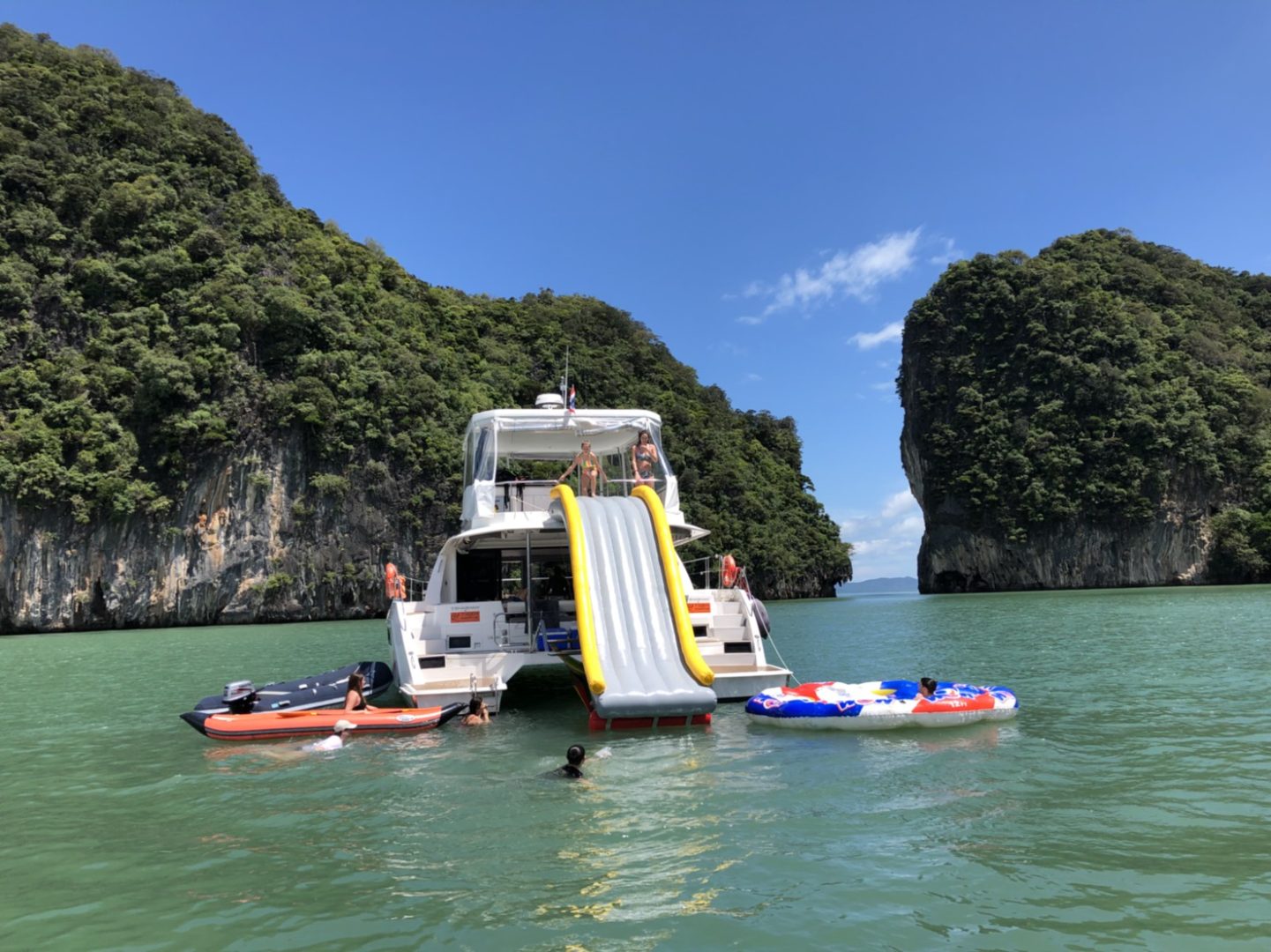 yacht charter with water slider phuket, dream vacation after covid19